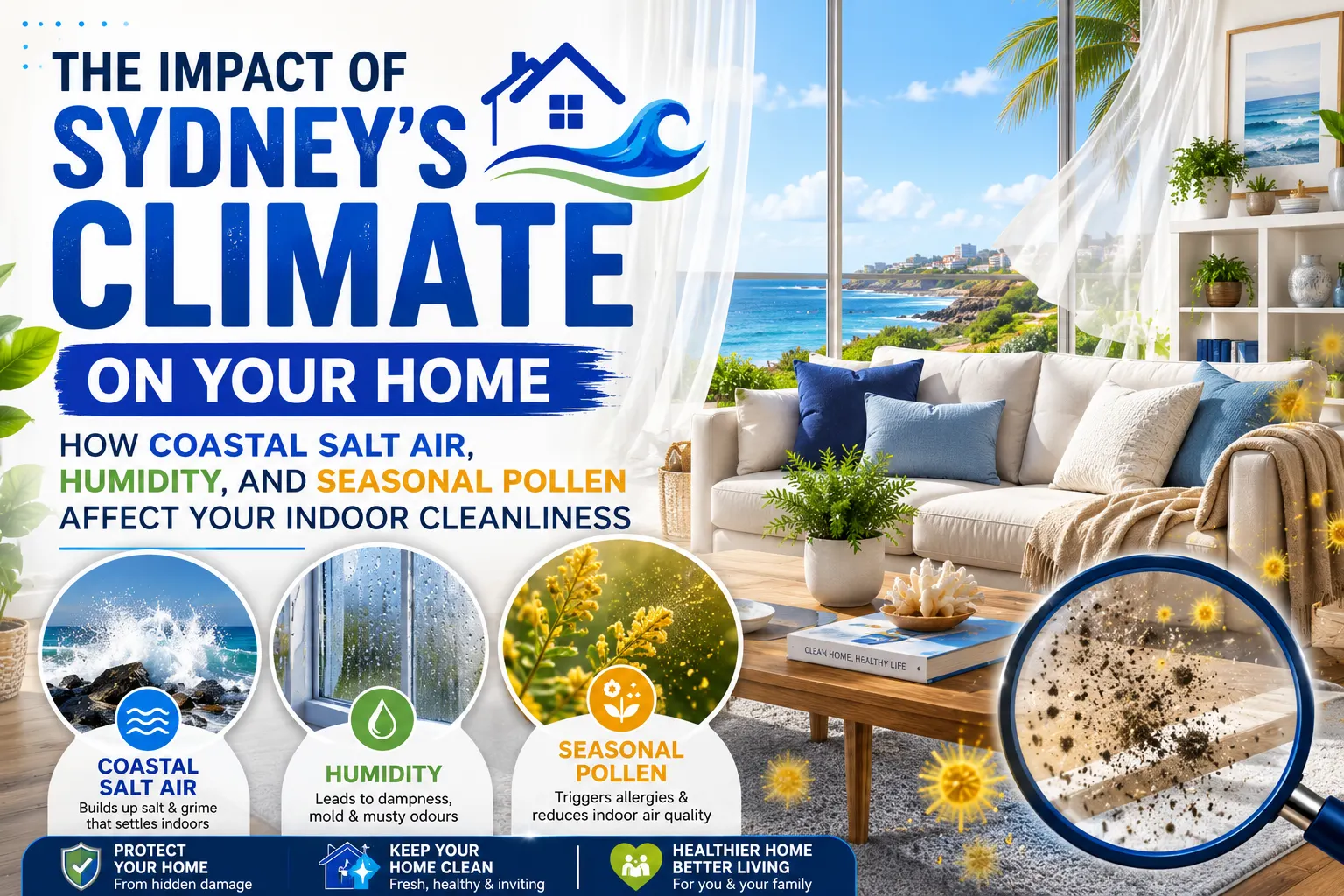 The Impact of Sydney’s Climate on Your Home: How Coastal Salt Air, Humidity, and Seasonal Pollen Affect Your Indoor Cleanliness